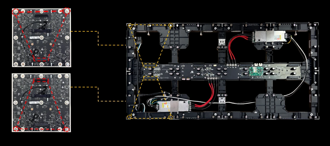 The inside of a DVXD Series cabinet and its modules