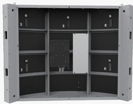 The inside of a curved DVXF Series cabinet