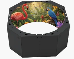 Four DVXF Series cabinets forming a 360° convex curve