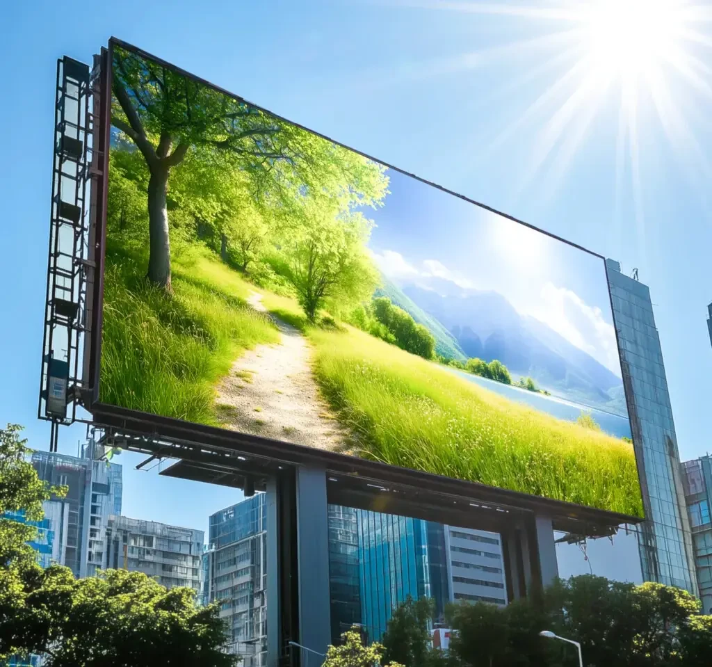 Un panneau publicitaire de la série DVZ en plein soleil